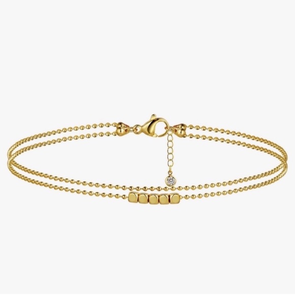 NEW 14k Gold Plated Elegant Gold Ankle Bracelet - Picture 1 of 6